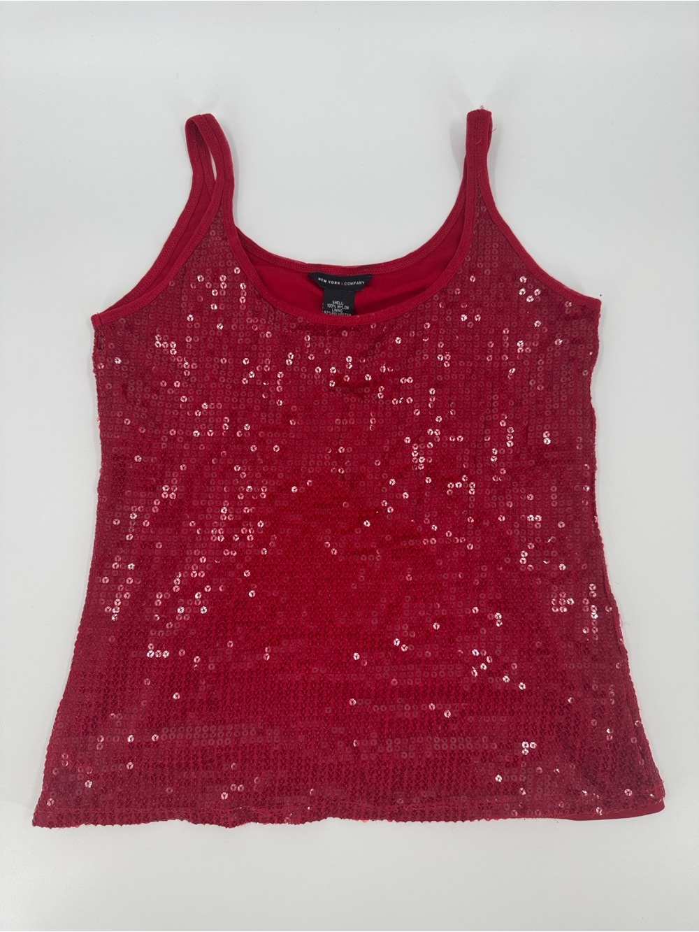 New York & Company Sequin Tank Top - Red Size M